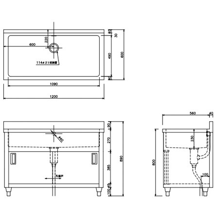 東製作所 一槽キャビネットシンク AP1-1200H W1200×D600×H800（送料無料、代引不可）