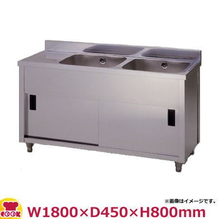 東製作所 二槽水切キャビネットシンク APM2-1800K-L・R W1800 D450 H800（送料無料、代引不可）の通販は