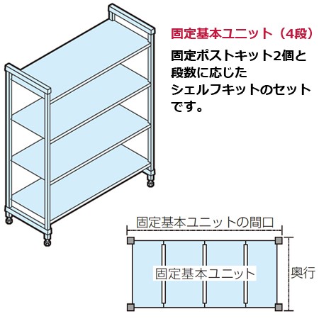 キャンブロカムシェルビング（エレメンツエクストラ）固定式ソリッド型4段1820×360×2140mm（送料無料、代引不可）