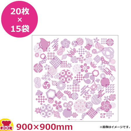 結べる紙ふろしき No.907 紋尽くし 約900×900mm 20枚×15袋（送料無料、代引不可）の通販は