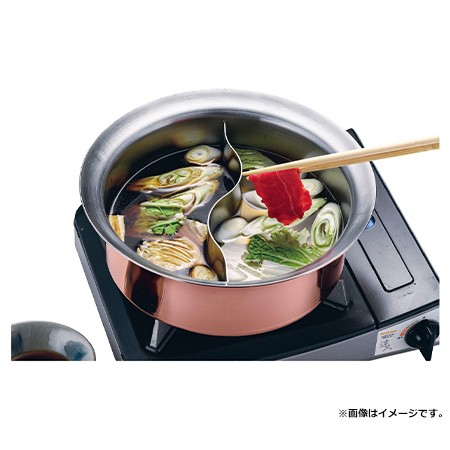 TKG 銅メッキ IHしゃぶしゃぶ鍋 27cm(中仕切付)（送料無料、代引OK）の