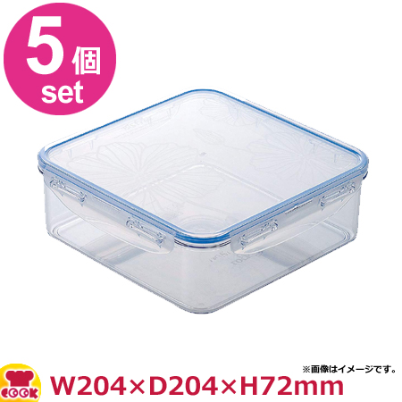 ロック＆ロック ビスフリーコンテナ スクエア 204×204×72 LBF858 5個セット（送料無料、代引OK）の通販は