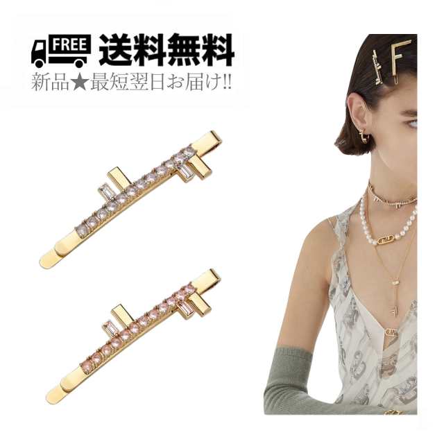 FENDI フェンディ FFロゴ ヘアクリップ バレッタ ヘアアクセサリー イタリア製 8AH743ALIDF089U 新品 ★ ゴールド K429- K429..