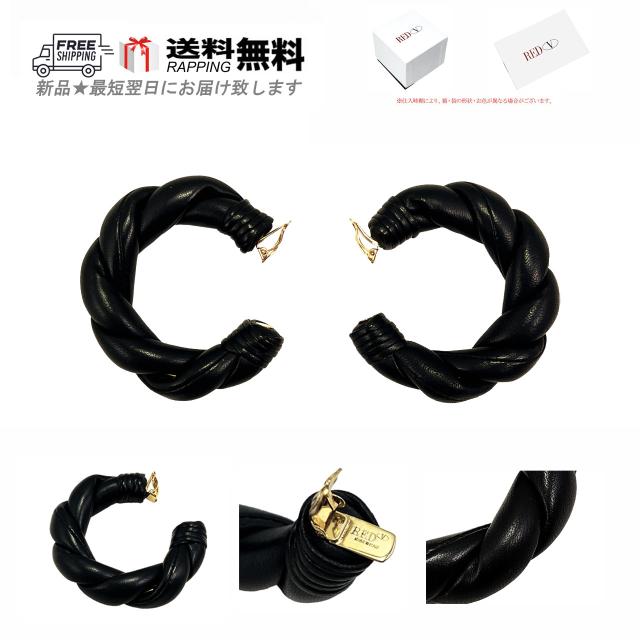 Red Valentino レッドヴァレンティノ イヤリング ピアス レザー フープ シルバー イタリア製 レディース 新品 ★ ブラック K806..の通販は 14,800円