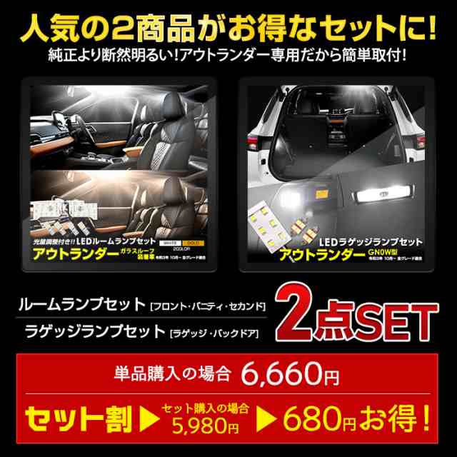 アウトランダー GN0W型 【ガラスルーフ装着車】 LEDルームランプフル