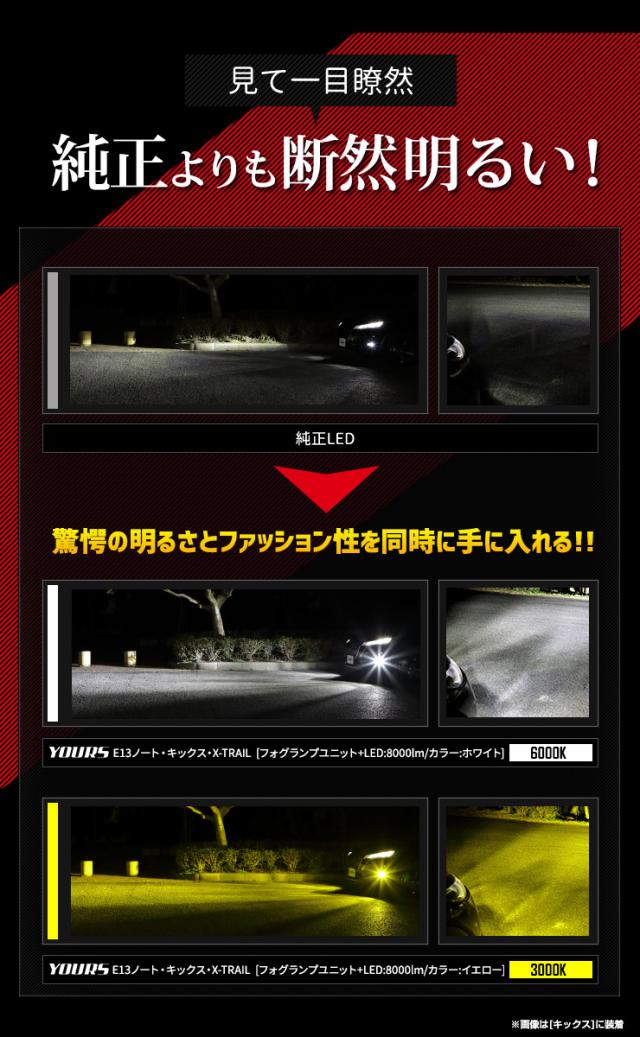 [今だけポイント10倍]E13 ノート キックス 専用 ユアーズ 完全 オリジナル フォグランプユニット + LEDバルブ [8000lm] LED フォグ フォグランプ NOTE KICKS ニッサン 日産 NISSAN 車検対応_4