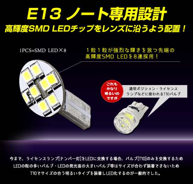 クーポン利用でさらに10%OFF]E13 ノート 車種専用設計 LED ライセンス