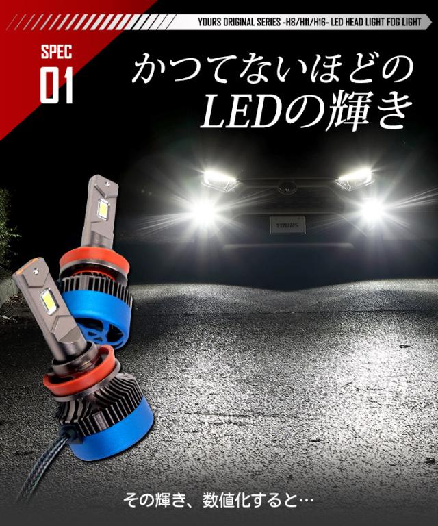 H8 H11 H16 LED ヘッドライト フォグランプ LEDバルブ 2本左右セット 8000LM 6000K 1年保証 ホワイト_2