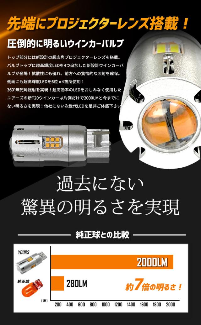 [一部予約] RAV4 専用 ウインカー 抵抗内蔵 4個/1set【T20 2000LM/ステルスバルブ 】アンバー RAV4 トヨタ TOYOTA [9]_6