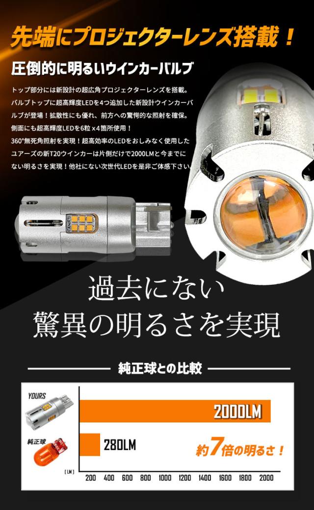 T33 エクストレイル S・X グレード 専用 フロント リア ウインカー 抵抗内蔵 4個/1set T20 2000LM X-TRAIL ウィンカー ドレスアップ カスタム パーツ アンバー 車検対応 日産 NISSAN_6