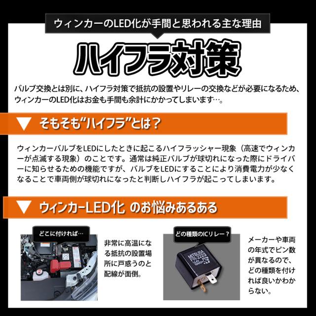 ジムニー ノマド 5ドア 適合 ウインカー 抵抗内蔵 4個・1set 【ステルスバルブ/2000LM】JIMNY NOMADE ウィンカー パーツ アンバー スズキ [1]_6
