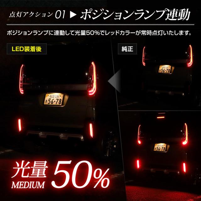 デリカミニ 専用 LEDリフレクターユニット 2段階点灯 ブレーキ ポジション 連動 ウインカー機能 リア テール ランプ DELICA MINI 三菱 [5]-5_4