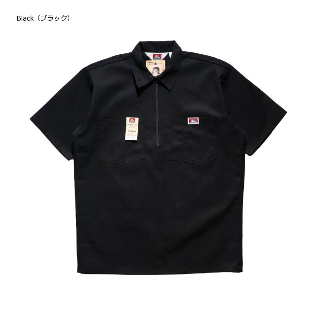 ベンデイビス BEN DAVIS 半袖 1/2ジップ ワークシャツ アメリカ流通モデル ｜ メンズ S-XXL コットン ポリエステル 混紡ツイル プレンティタフ ハーフジップ スマイリーゴリラ_1