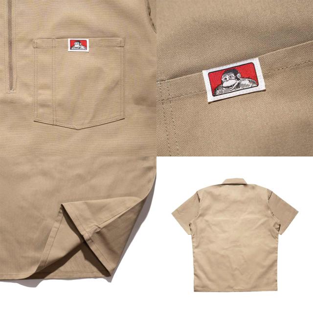 ベンデイビス BEN DAVIS 半袖 1/2ジップ ワークシャツ アメリカ流通モデル ｜ メンズ S-XXL コットン ポリエステル 混紡ツイル プレンティタフ ハーフジップ スマイリーゴリラ_9