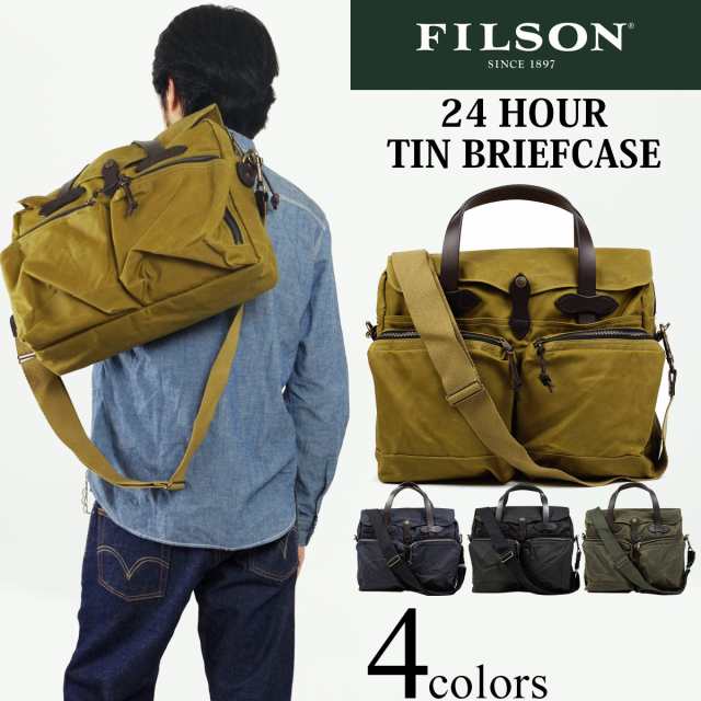 フィルソン FILSON 24アワー ティン ブリーフケース ｜ メンズ ショルダーバッグ ビジネスバッグ 24 HOUR TIN BRIEFCASE  綿 コットン100％ 耐久 撥水 収納 肩掛けベルト取り外し可 通勤 通学 出張 旅行 タン グリーン ネイビー ブラックの通販はau PAY  マーケット ...