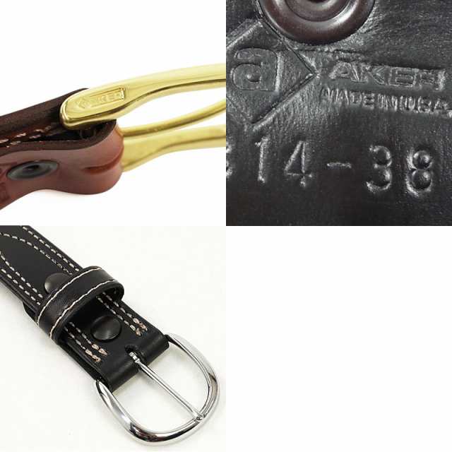 エイカー AKER B14 ファンシー ステッチベルト MADE IN USA (FANCY STITCH BELT アメリカ製 米国製 レザーベルト  革ベルト バックル）｜au PAY マーケット