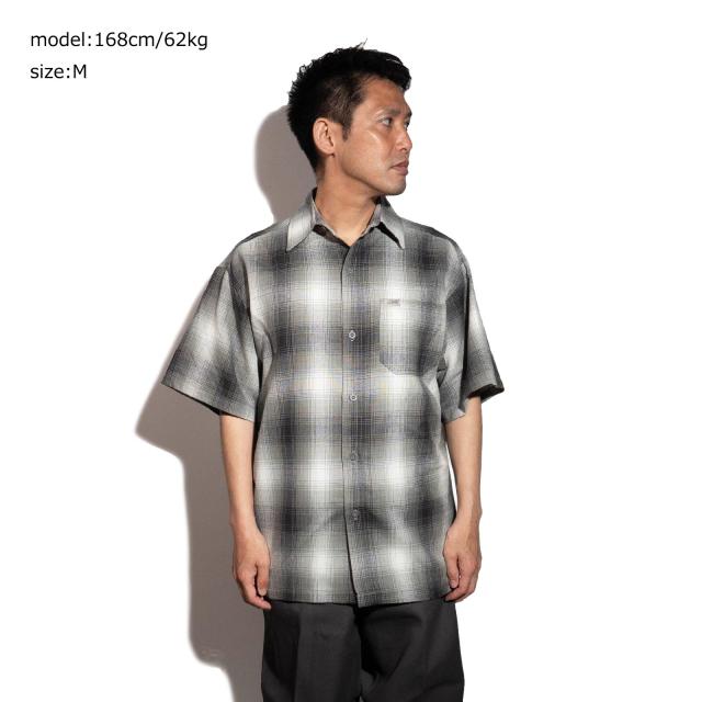 キャルトップ CALTOP #2000 オンブレ チェック 半袖 フランネル シャツ メンズ S-XXXL 米国製 アメリカ製 MADE IN USA｜カジュアルシャツ 西海岸ストリート ワイドシルエット キャルトップ CALTOP #2000 オンブレ チェック 半袖 フランネル シャツ