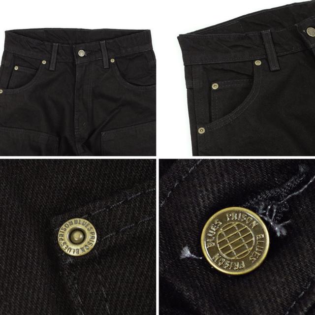 プリズンブルース PRISON BLUES ダブルニーワークジーンズ リンスドブラック (アメリカ製 米国製 デニム ペインターパンツ）