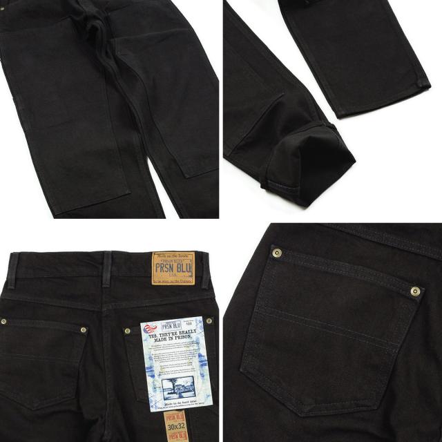 プリズンブルース PRISON BLUES ダブルニーワークジーンズ リンスドブラック (アメリカ製 米国製 デニム ペインターパンツ）
