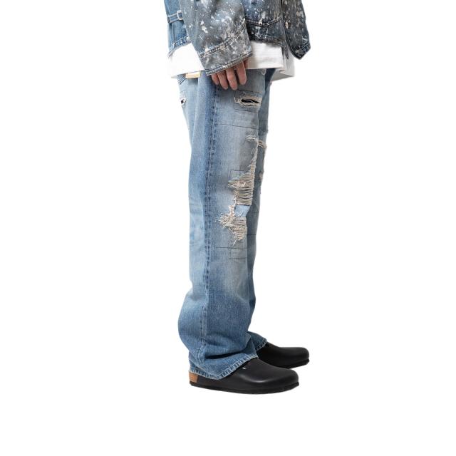 オーセン AUTHEN ヴィンテージ ストレートレッグ リペアユーズド ｜ AUT-076-042 日本製 岡山 デニム セルビッジ 赤耳 国産 カイハラデニム ダメージ加工_17