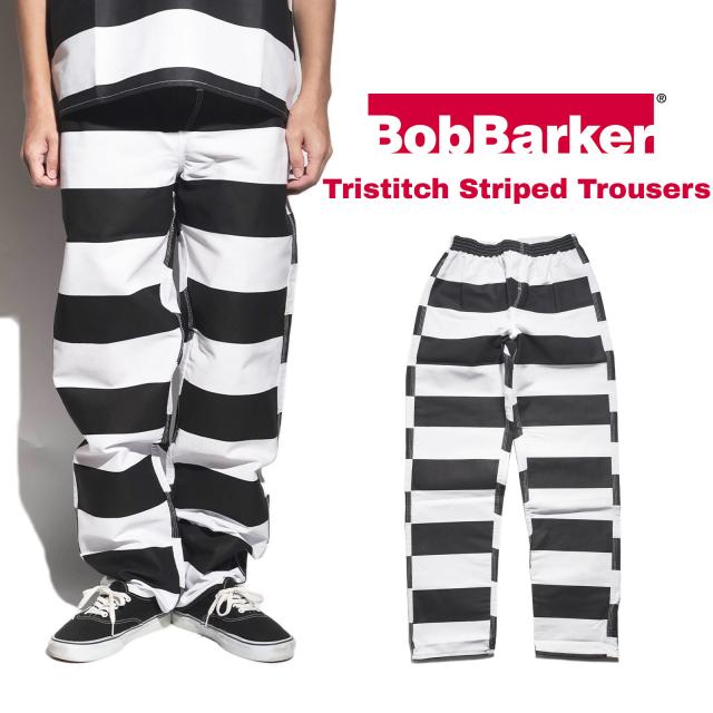 ボブバーカー BOB BARKER トリプルステッチトラウザー ｜ M-XXL 囚人服 プリズナーパンツ イージーパンツ ボーダーの通販は 6,732円