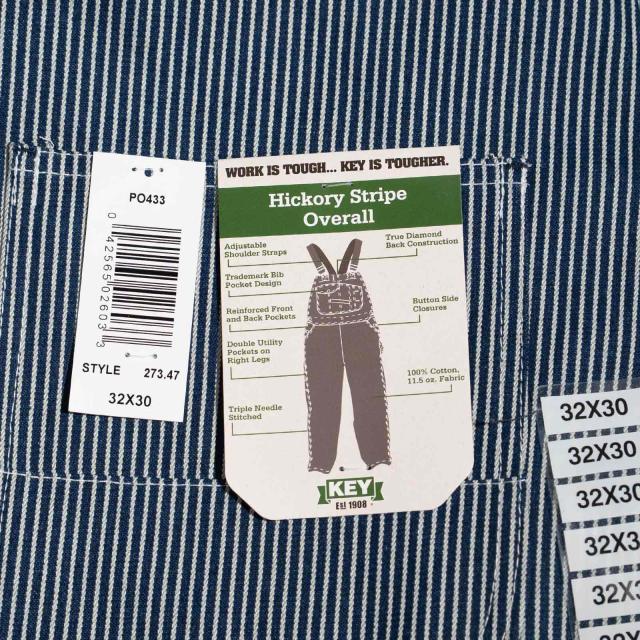 キー KEY ヒッコリーストライプ ビブ オーバーオール（273-47 メンズ