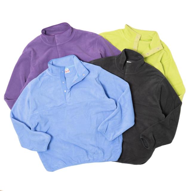 MADE BLANKS ポーラーフリースプルオーバー ｜ メンズ S M L XL 無地 二分の一 スナップボタン