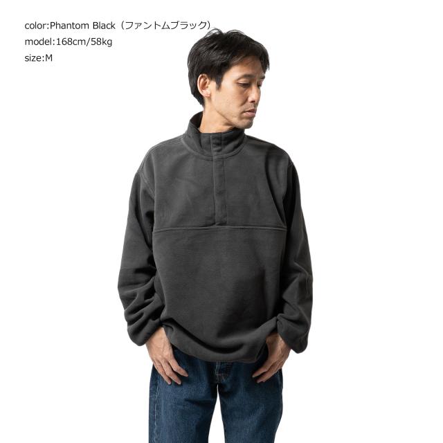 MADE BLANKS ポーラーフリースプルオーバー ｜ メンズ S M L XL 無地 二分の一 スナップボタン