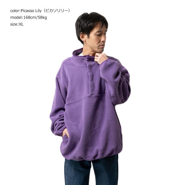 MADE BLANKS ポーラーフリースプルオーバー ｜ メンズ S M L XL 無地 二分の一 スナップボタン