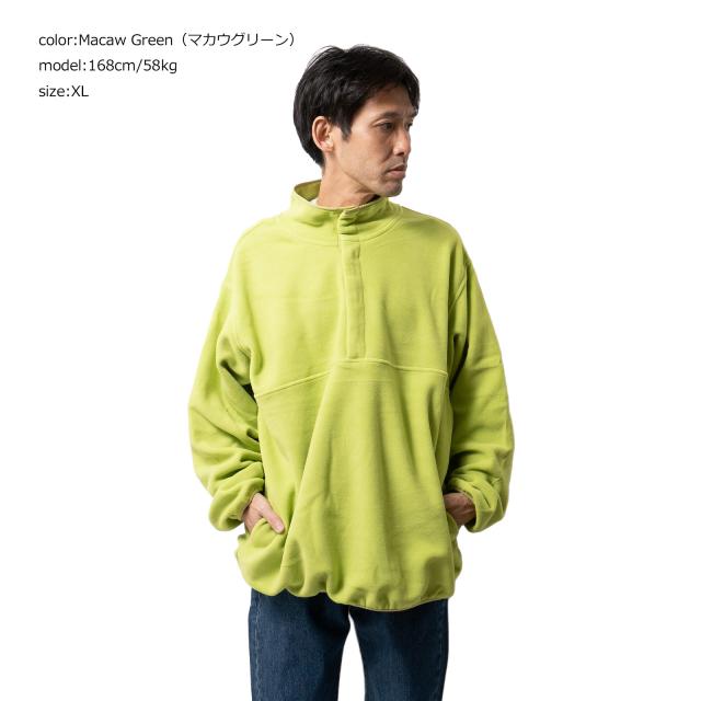 MADE BLANKS ポーラーフリースプルオーバー ｜ メンズ S M L XL 無地 二分の一 スナップボタン