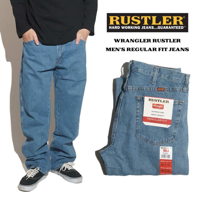 ラスラー RUSTLER レギュラーフィット ストレートジーンズ ストーンウォッシュ ｜ 87619SW メンズ W30-42 ラングラー Wrangler ヘビーウエイト デニムの通販は