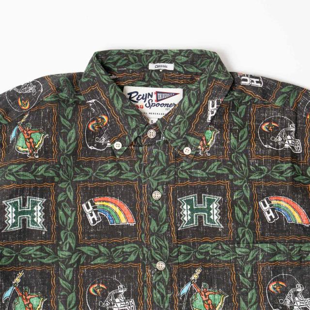 レインスプーナー REYN SPOONER 半袖アロハシャツ フルオープン ハワイ大学 ヴィンテージ ｜ メンズ S M L XL XXL XXXL 総柄 スプーナークロス リバースプリント_3