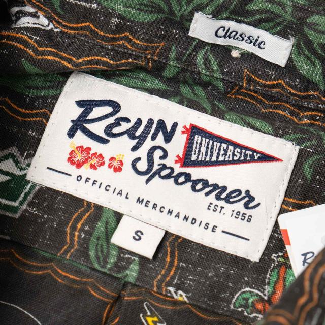 レインスプーナー REYN SPOONER 半袖アロハシャツ フルオープン ハワイ大学 ヴィンテージ ｜ メンズ S M L XL XXL XXXL 総柄 スプーナークロス リバースプリント_4