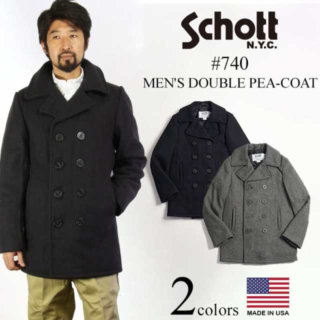 ショット SCHOTT 740 メンズ ウール ダブル ピーコート (アメリカ製 米国製 防寒 PEA-COAT Pコート 男性）正規取扱モデル｜au  PAY マーケット