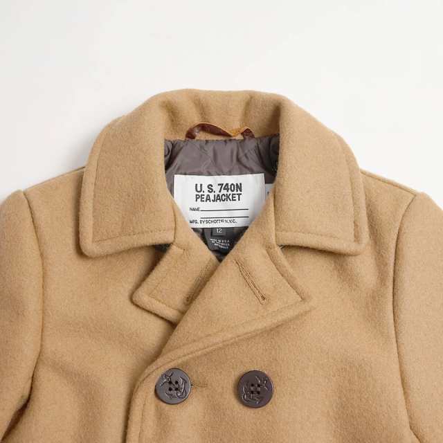 ショット SCHOTT 740B ボーイズ ウール ダブル ピーコート (防寒 PEA-COAT Pコート アメリカ製 米国製 メンズ レディース  男性 女性）正｜au PAY マーケット