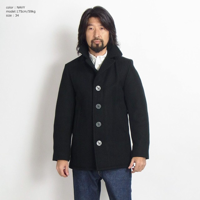 ショット SCHOTT 当店別注 756TG メンズ ウール シングル ピーコート (アメリカ製 米国製 防寒 PEA-COAT Pコート  男性）｜au PAY マーケット