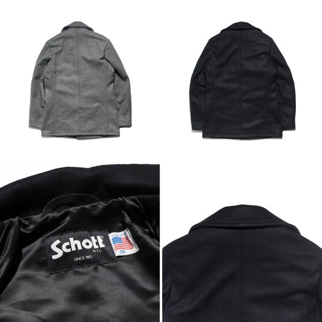ショット SCHOTT 当店別注 756JAL メンズ ウール シングル ピーコート サテンライニング ｜ 32-46 アメリカ製 米国製 コート アウター 防寒_12