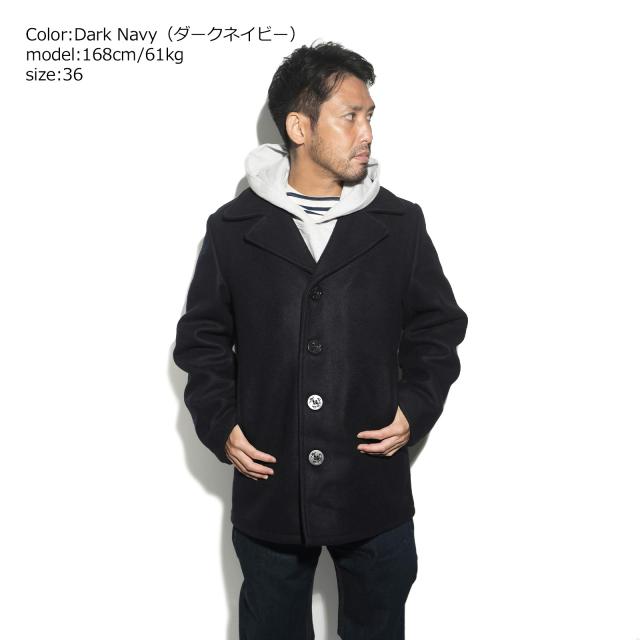 ショット SCHOTT 当店別注 756JAL メンズ ウール シングル ピーコート サテンライニング ｜ 32-46 アメリカ製 米国製 コート アウター 防寒_14
