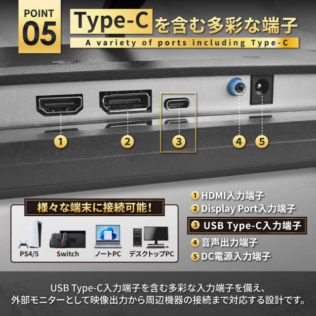 23.8インチ 液晶モニター ゲーミングモニター FHD 1920×1080 100Hz 対応 液晶ディスプレイ PCモニター DisplayPort HDMI Type-C 広視野角 IPSパネル VESA対応 シズカウィル 【最大1年保証】_8