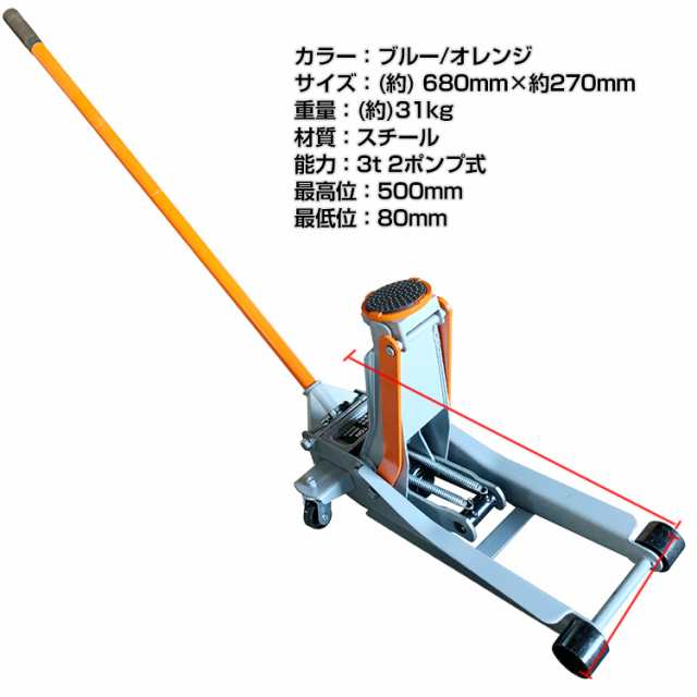 ガレージジャッキ 3t 低床 フロアジャッキ 油圧ジャッキ 低床ジャッキ