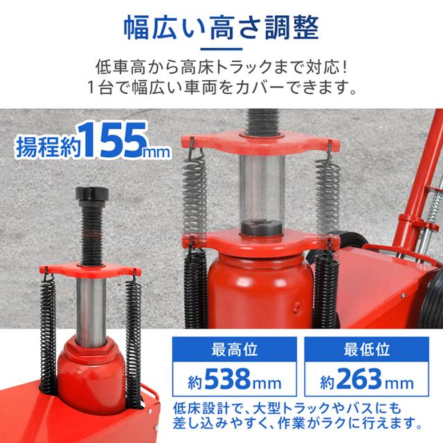 トラックジャッキ 油圧 耐荷重 35t 低床 エアー 式 ジャッキ 大型 大型車両 トラック 車 自動車 バス アタッチメント 4種付き オイル ハンドル リフト スタンド コンパクト 移動 持ち運び タイヤ交換 ee456_4