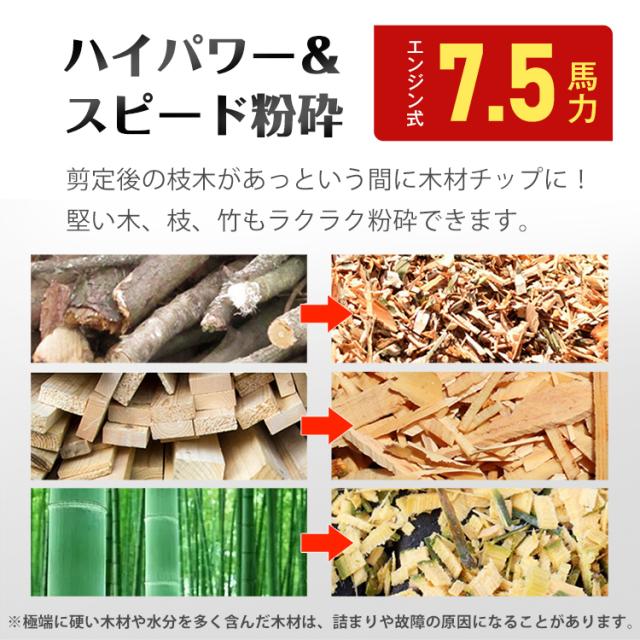 粉砕機 エンジン式 最大粉砕径60mm 7.5馬力 ガソリン 4サイクル ガーデンシュレッダー ウッドチッパー 強力 パワフル 竹 枝 材木 木材 荷台 取り付け 装着 軽トラック トラック あおり コンパクト 家庭用 業務用 gd014_3