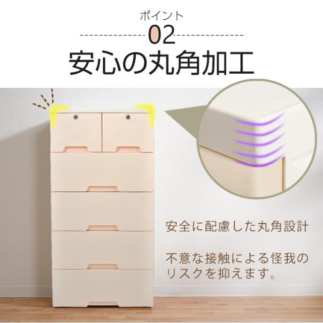 新生活 収納ボックス 収納ケース 5段 タンス チェスト プラスチック 鍵 