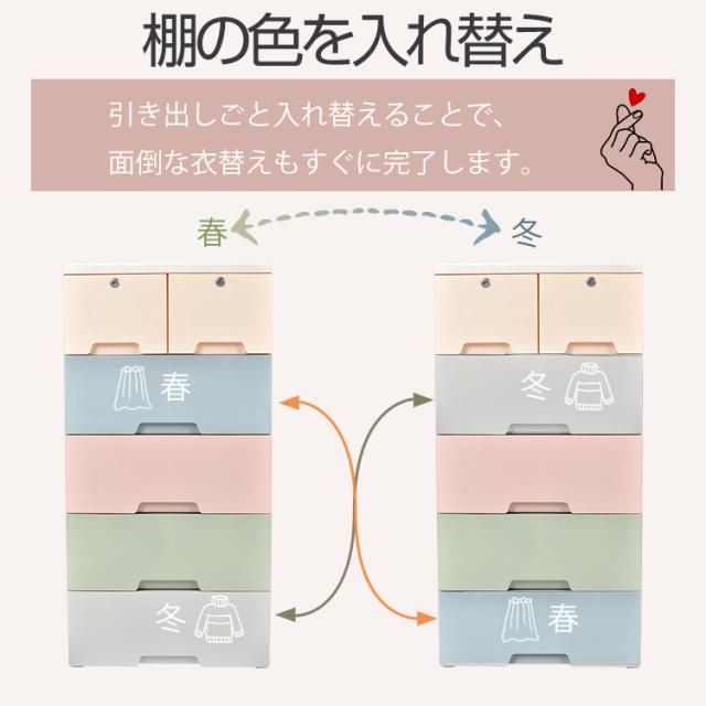 新生活 収納ボックス 収納ケース 5段 タンス チェスト プラスチック 鍵