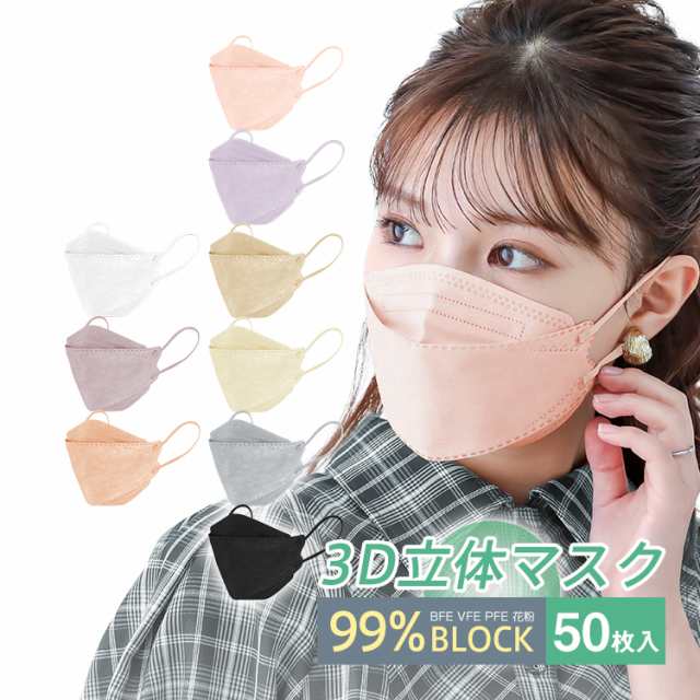 マスク  不織布 立体マスク 血色カラー 50枚 4層構造 男女兼用 大人用 3D立体加工 高密度フィルター韓国マスク 防止 防塵 ほこり 黄砂 花粉対策 通気 ウイルス PM2.5 50枚セット