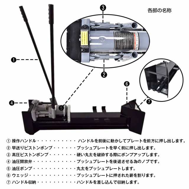 手動油圧式薪割り機 12t カッター 直径160mmまで対応 キャスター 強力 スプリッターのはキャンプ用品・アウトドア用品です。 個人様でも届く手動油圧式薪割り機 - 7