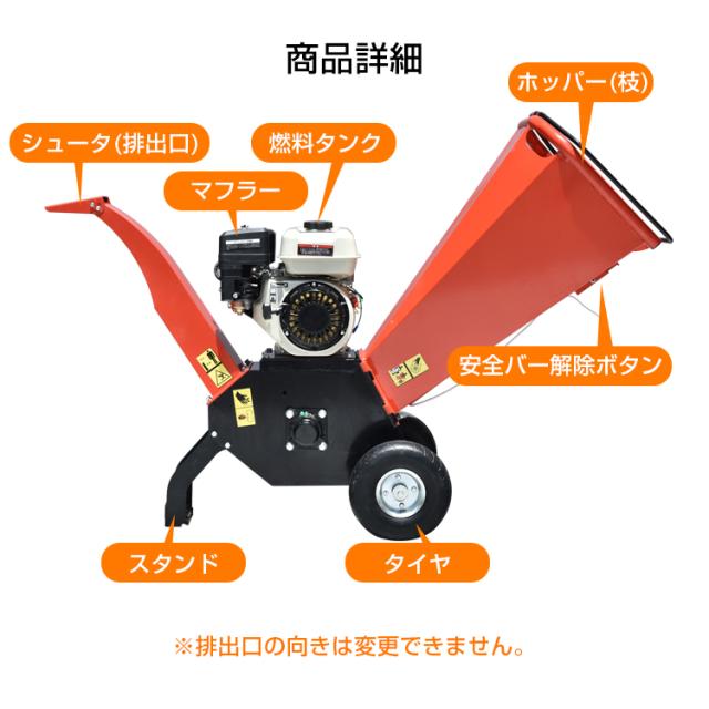 エンジン式 粉砕機 最大粉砕径60mm ウッドチッパー 7.5馬力 ガソリン 4