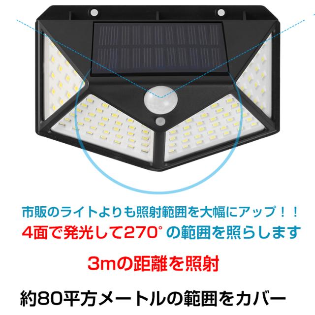 2個セット】センサーライト 屋外 led ソーラー 2個セット 4面発光 人感