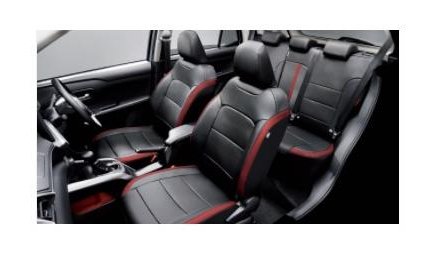 ダイハツ ロッキー【A202S A201S A210S】　シートカバー(ＨＥＶ用)(本革風)【ブラック／レッド】[08220-K1134]