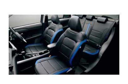ダイハツ ロッキー【A202S A201S A210S】　シートカバー(ＨＥＶ用)(本革風)【ブラック／ブルー】[08220-K1135]